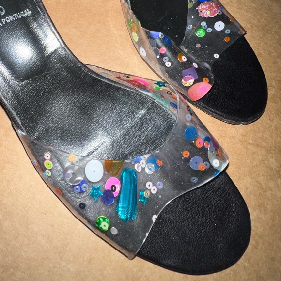 Espace Multi-color Sequin Mule Heels  Sz 6.5 - Picture 1 of 8